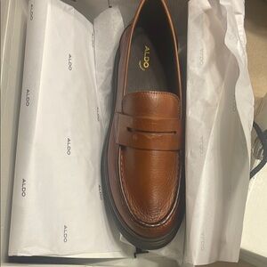 Aldo Woman Tan Leather Loafers